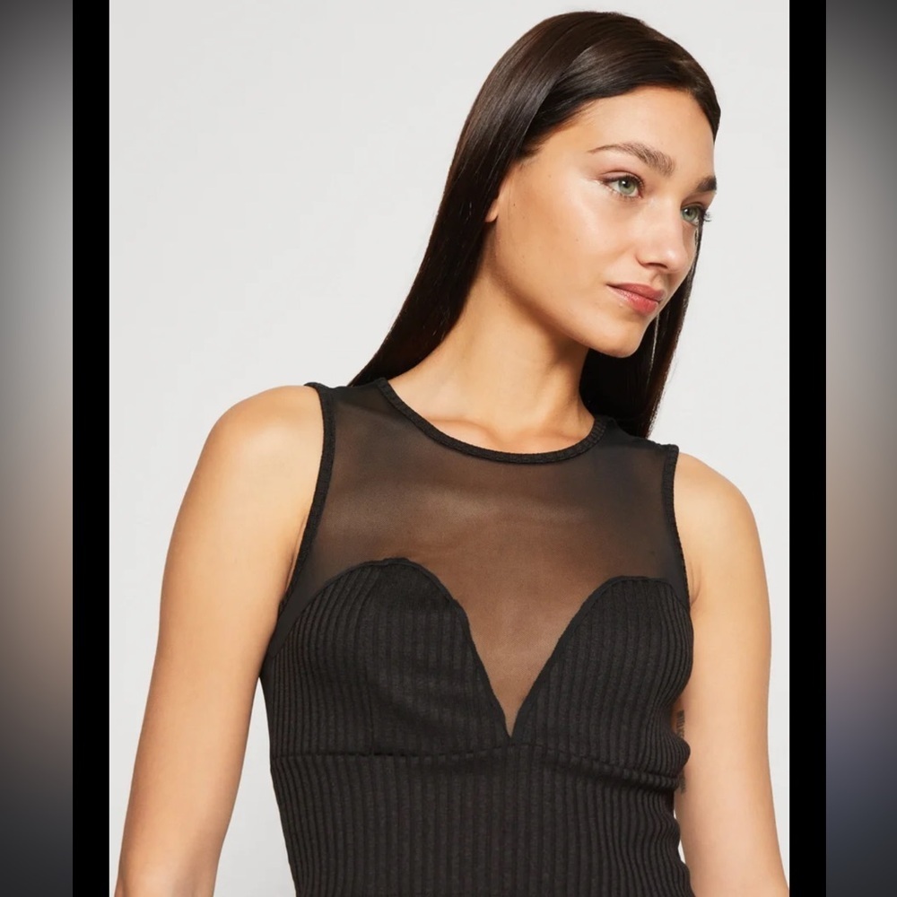 Noisy May NWT DERIN MIX black Sheer Mesh Top size L. - Picture 2 of 5